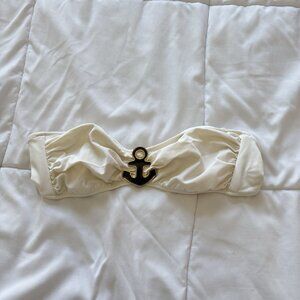 Victoria's Secret White Bandeau Bikini Top Anchor No Padding Summer Beach Y2K